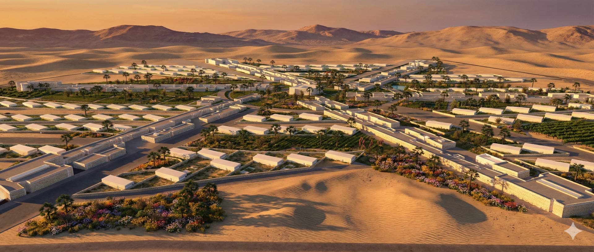 Flower-shaped settlement in Israeli desert